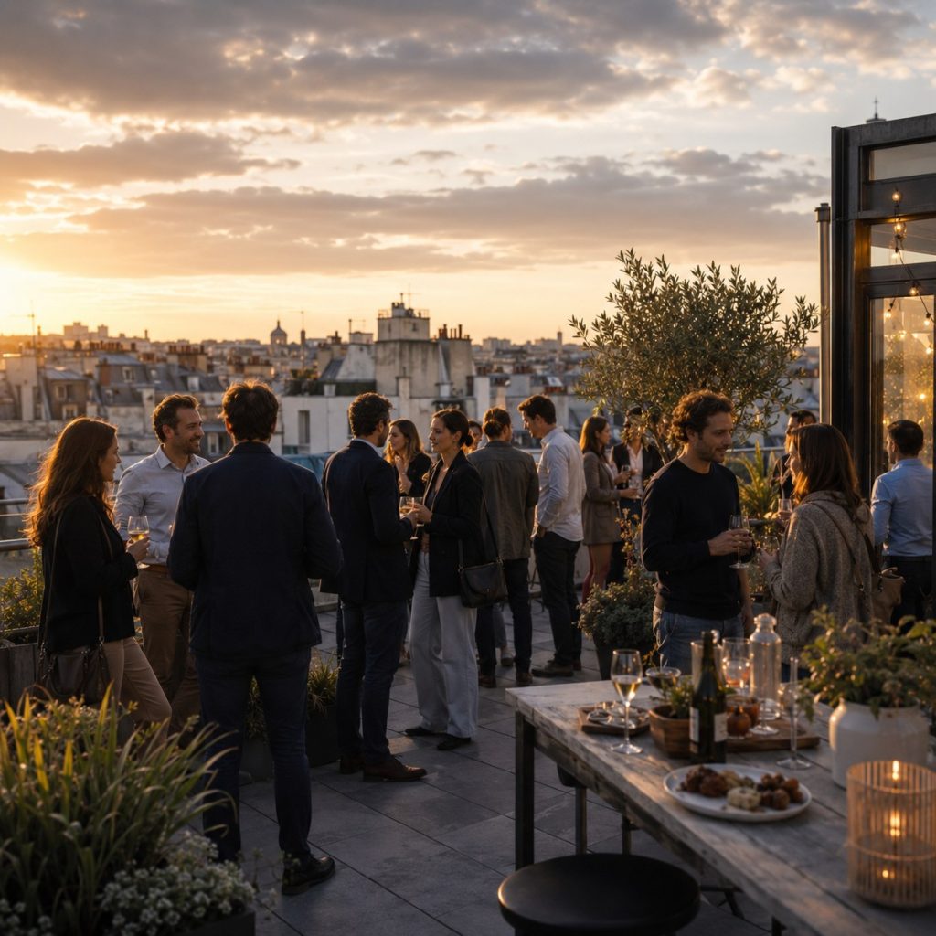 Rooftop parisien en fin de journée